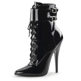 Patent leather 15 cm DOMINA-1023 Black ankle boots with stiletto heel