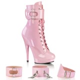 Lakleer 15 cm SULTRY-1023 Roze enkellaarzen met naaldhak