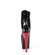 Lakleer 18 cm ADORE-1020 pleaser enkellaarzen met rode hakken