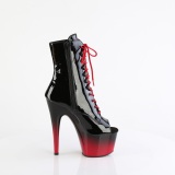 Lakleer 18 cm ADORE-1021BR-H open teen platform boots met hak zwart