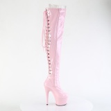 Lakleer 18 cm ADORE-3063 Roze overknee laarzen met veters