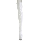 Lakleer 18 cm ADORE-3063 Witte overknee laarzen met veters