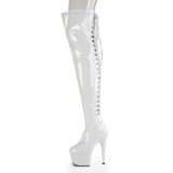 Lakleer 18 cm ADORE-3063 Witte overknee laarzen met veters