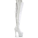 Lakleer 18 cm ADORE-3063 Witte overknee laarzen met veters