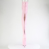 Lakleer 18 cm ADORE-3850 Roze overknee laarzen met veters