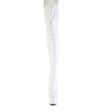 Lakleer 18 cm ADORE-3850 Witte overknee laarzen met veters