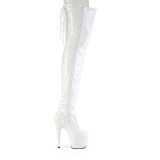 Lakleer 18 cm ADORE-3850 Witte overknee laarzen met veters