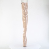 Lakleer 18 cm ADORE-3850 beige overknee laarzen met veters