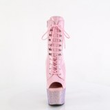 Lakleer 18 cm BEJ-1021-7 open teen platform boots met hak roze