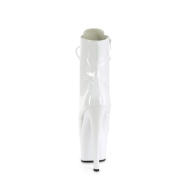 Lakleer 18 cm SKY-1020 Witte hoge hakken enkellaarsjes met veters