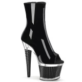 Lakleer 18 cm SPECTATOR-1012 open teen platform boots met hak zwart