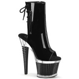 Lakleer 18 cm SPECTATOR-1018 open teen platform boots met hak zwart