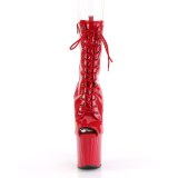 Lakleer 19 cm ENCHANT-1041 rode open teen enkellaarsjes met hakken