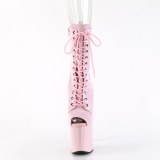 Lakleer 19 cm ENCHANT-1041 roze open teen enkellaarsjes met hakken