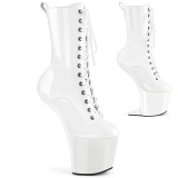 Lakleer 20 cm CRAZE-1040 Heelless plateau pony ankle boots witte