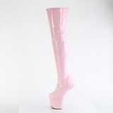 Lakleer 20 cm CRAZE-3000 Heelless overknee laarzen pony plateau roze