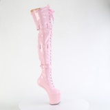 Lakleer 20 cm CRAZE-3028 Heelless overknee laarzen pony plateau roze