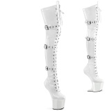 Lakleer 20 cm CRAZE-3028 Heelless overknee laarzen pony plateau witte