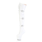 Lakleer 20 cm CRAZE-3028 Heelless overknee laarzen pony plateau witte