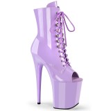 Lakleer 20 cm FLAMINGO-1021 open teen platform boots hoge hakken lavendel