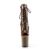 Lakleer 20 cm FLAMINGO-1021 open teen platform boots hoge hakken mocha