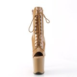 Lakleer 20 cm FLAMINGO-1021 open teen platform boots hoge hakken toffee