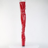 Lakleer 20 cm FLAMINGO-3850 Rode overknee laarzen met veters