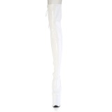 Lakleer 20 cm FLAMINGO-3850 Witte overknee laarzen met veters