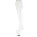 Lakleer 20 cm FLAMINGO-3850 Witte overknee laarzen met veters