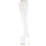 Lakleer 20 cm FLAMINGO-3850 Witte overknee laarzen met veters