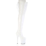 Lakleer 20 cm FLAMINGO-3850 Witte overknee laarzen met veters