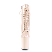 Lakleer 20 cm XTREME-1020 Beige hoge hakken enkellaarsjes met veters