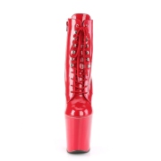Lakleer 20 cm XTREME-1020 Rode hoge hakken enkellaarsjes met veters