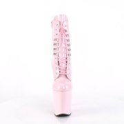 Lakleer 20 cm XTREME-1020 Roze hoge hakken enkellaarsjes met veters