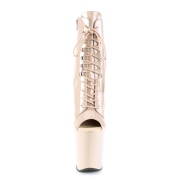 Lakleer 20 cm XTREME-1021 Beige enkellaarzen met naaldhak