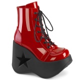 Lakleer emo 13 cm DYNAMITE-106 demoniacult sleehakken boots met plateau rood