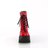 Lakleer emo 13 cm DYNAMITE-106 demoniacult sleehakken boots met plateau rood