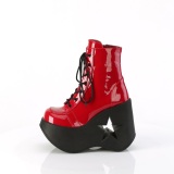 Lakleer emo 13 cm DYNAMITE-106 demoniacult sleehakken boots met plateau rood