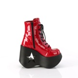 Lakleer emo 13 cm DYNAMITE-106 demoniacult sleehakken boots met plateau rood