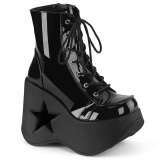 Lakleer emo 13 cm DYNAMITE-106 demoniacult sleehakken boots met plateau zwart