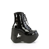 Lakleer emo 13 cm DYNAMITE-106 demoniacult sleehakken boots met plateau zwart