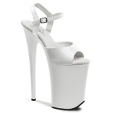 Lakleer witte 23 cm INFINITY-909 super hoge hakken - extreem high heels plateau