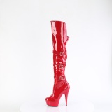 Lakleren 15 cm DELIGHT-3018 overknee laklaarzen high heels met gesp rode