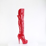 Lakleren 15 cm DELIGHT-3018 overknee laklaarzen high heels met gesp rode