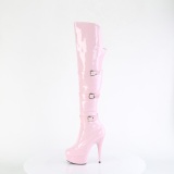 Lakleren 15 cm DELIGHT-3018 overknee laklaarzen high heels met gesp roze