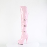Lakleren 15 cm DELIGHT-3018 overknee laklaarzen high heels met gesp roze