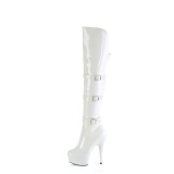 Lakleren 15 cm DELIGHT-3018 overknee laklaarzen high heels met gesp witte