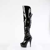Lakleren 15 cm DELIGHT-3018 overknee laklaarzen high heels met gesp zwarte
