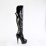 Lakleren 15 cm DELIGHT-3018 overknee laklaarzen high heels met gesp zwarte