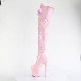 Lakleren 20 cm FLAMINGO-3028 overknee laklaarzen high heels met gesp roze
